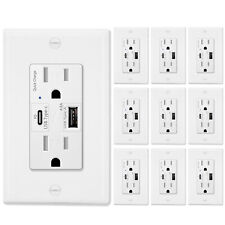 USB C Wall Outlet Smart 4.8A Fast Charging Tamper Resistant with Plate UL 10Pack - South El Monte - US