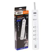 Commercial Electric 3 Feet 4-Outlet White Surge Protector Smart with USB Powered - Flemington - US