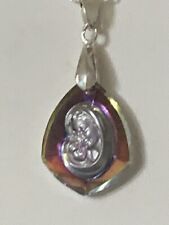 NEW ITEM*FAMILY ESTATE- VTG. IRIDESCENT CRYSTAL INTAGLIO MADONNA&CHILD NECKLACE