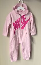 Nike Toddler Girl 24M Cotton-Blend One Piece Hooded Coverall Pink (NWT)