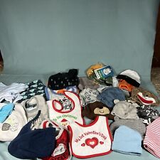 Newborn Baby Infant Beanie Hats/ Bibs Lot Of 31 Items Total H1