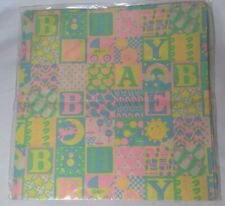 NOS 1980's Vintage Baby Neon colors Blocks Baby Items Gift Wrap Paper