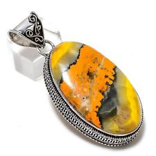 Natural Bumblebee Jasper Gemstone 925 Sterling Silver Jewelry Pendant 2.36 S952"