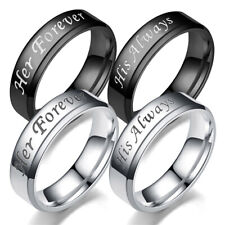 His Always/Her Forever Couple Ring Titanium Steel Wedding Band Jewelry SZ5-13 K