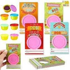 28 Pcs Valentines Day Gift Cards with Colorful Playing Dough for Kids