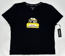 Karl Lagerfeld T-Shirt Womens XL Paris Yellow Taxi Cab NYC Graphic Tee Black Y2K