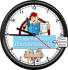 Personalized Handyman Business Construction Building Tools Man Sign Wall Clock