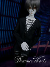 1/4MSD 1/3SD Uncle BJD Clothes Outfit Lace-up V-shaped Low-cut T-shirt Top Black