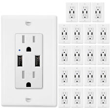 4.2A USB Charger Wall Outlet with Smart Chip Tamper Resistant UL White 20 Packs - South El Monte - US