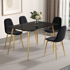 Modern Minimalist Rectangular Black Imitation Marble Dining Table Dining Room - Mumbai - India