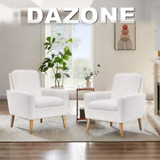 White Leisure Accent Chair Teddy Fabric Upholstered Armchair Sofa With Wood Legs - Mumbai - India