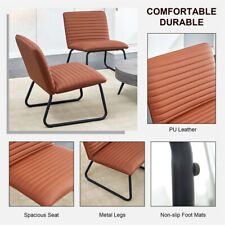 Brown Minimalist Armless Sofa Chair Plush Cushion Backrest Paired Metal Legs - El Monte - US