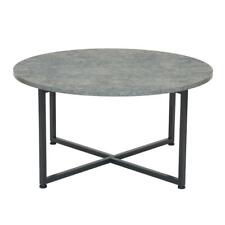 HOUSEHOLD ESSENTIALS Coffee Table Steel Frame Round Slate Top Gray 32 in. Dia - Fremont - US