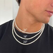 Fashion Handmade White Pearl Strand Bead Necklace for Men Women Jewelry