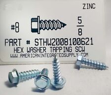 #8x5/8 Hex Washer Head Tapping Screws Steel Zinc Plated (100) - Detroit - US