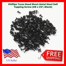 Phillips Truss Head Sheet Metal Self Tapping Screw (#8 x 1/2, Black) Qty 144 - Las Vegas - US"