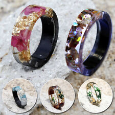 Fashion Clear Resin Ring Dried Flower Wood Finger Band Ring Jewellery Women Gift