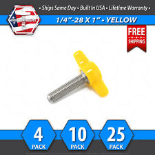 1/4-28 x 1" Thumb Screw Stainless Steel - Yellow Tee / Wing Knob - USA - Ringwood - US"