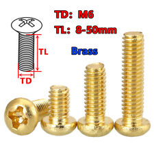 M6 Brass Phillips Round / Pan Head Machine Screws Cross Screw 8mm to 50mm Length - CN