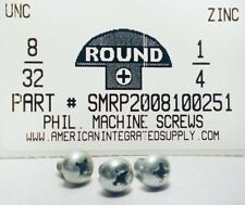 #8-32x1/4 Round Head Phillips Machine Screws Steel Zinc Plated (1000) - Detroit - US