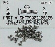 #2-56X3/16 Flat Head Phillips Machine Screws Stainless Steel (50) - Detroit - US