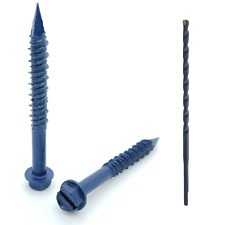 100 Qty 1/4 x 2-1/4" Hex Head Diamond Tip Concrete Screws To Anchor Masonry, Bl - Chattanooga - US"