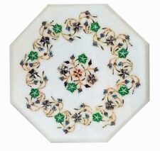 12 Marble Side Table Top Semi Precious Stones Malachite Inlay Home Decor"