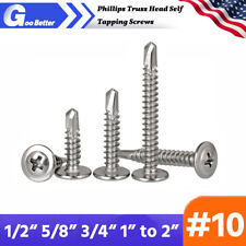 #10 Phillips Truss Head Self Tapping Screws 410 Stainless Steel 1/2 5/8" to 2" - Ontario - US"