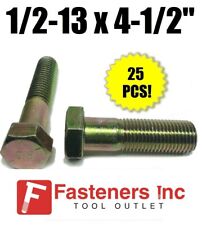 (Qty 25) 1/2-13 x 4 1/2 Hex Bolt Zinc Plated Grade 8 Cap Screw Partial Thread - Redding - US"