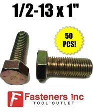 (Qty 50) 1/2-13 x 1 Hex Bolt Zinc Plated Grade 8 Cap Screw Full Thread - Redding - US"