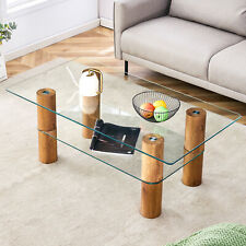 Modern minimalist double-layer transparent tempered glass coffee table - Mumbai - India