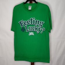 Alstyle Apparel mens L t-shirt green Feeling Lucky" logo crew neck short sleeve"