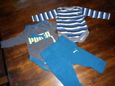 Baby boys 0-3 month Football Puma LS one piece and pair of pants 3 items in set