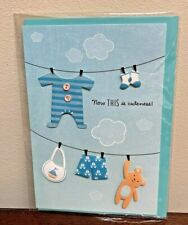 New Sweet Baby Boy Items On A Clothesline Theme Hallmark Greeting Card