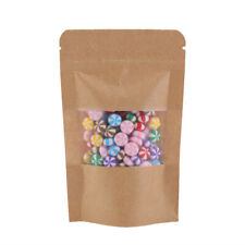 100x Thick Laminated Kraft Stand Up Zip Lock Bags w/ Window 9x14cm 3.5x5.5in