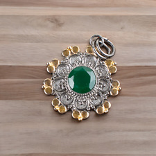 Handmade 925 Sterling Silver Jewelry Pendant Green Onyx Gemstone Pendant