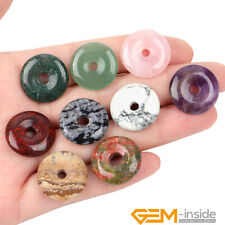 Natural Gemstones Round Donut Pendant Beads For Jewellery Making 1 Pcs 30mm 35mm