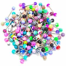 30 X Tongue Bars Surgical Steel Barbell Rings Mixed Ball Bar Piercing Jewellery