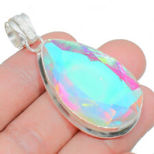 Rainbow Fire Topaz Gemstone Handmade 925 Sterling Silver Jewelry Wedding Pendant