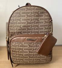 Juicy Couture Backpack w/ Mini Wallet , Logo Wordplay Bag - Brown Chestnut Chino