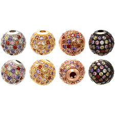 2PCS 6mm-10mm Best Quality Brass Cubic Zirconia Round Spacer Beads DIY Jewelry
