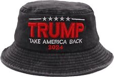 Trump 2024 Bucket Hats for One Size, Make America Great Again Maga Hat Black