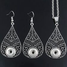 Ethnic Style 12mm Water Drop Shape Pendant Earring Set Fit Noosa Chunk Button