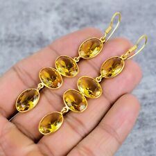 Citrine Cut Gemstone Handmade Elegant Jewelry 925 Sterling Silver Earring Gift