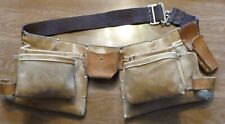 Split Tool Belt Leather Work Carpentry Construction 11 pockets - fits 36 to 45""