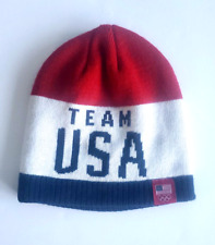 USA Olympic Team Beanie Hat Womens One Size Blue & Red Knit Official Apparel