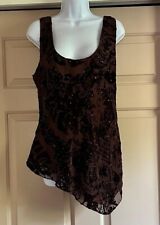 ICE Brand Sleeveless Top w/ Side Zipper Rayon/Nylon Brown Size 12