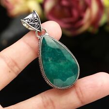 Emerald Gemstone Handmade 925 Sterling Silver jewelry Pendant For Birthday Gift