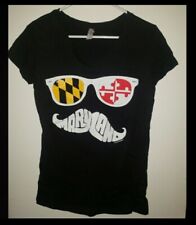 NWOT Route One Apparel Ladies Fitted Tee - Black w/ Maryland Flag Design - Large