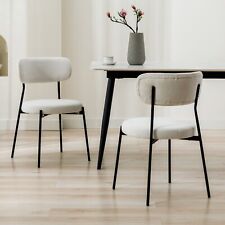 Modern Dining Chairs Set of 2 Boucle Upholstered Dining Room Chair w/ Metal Legs - Mumbai - India